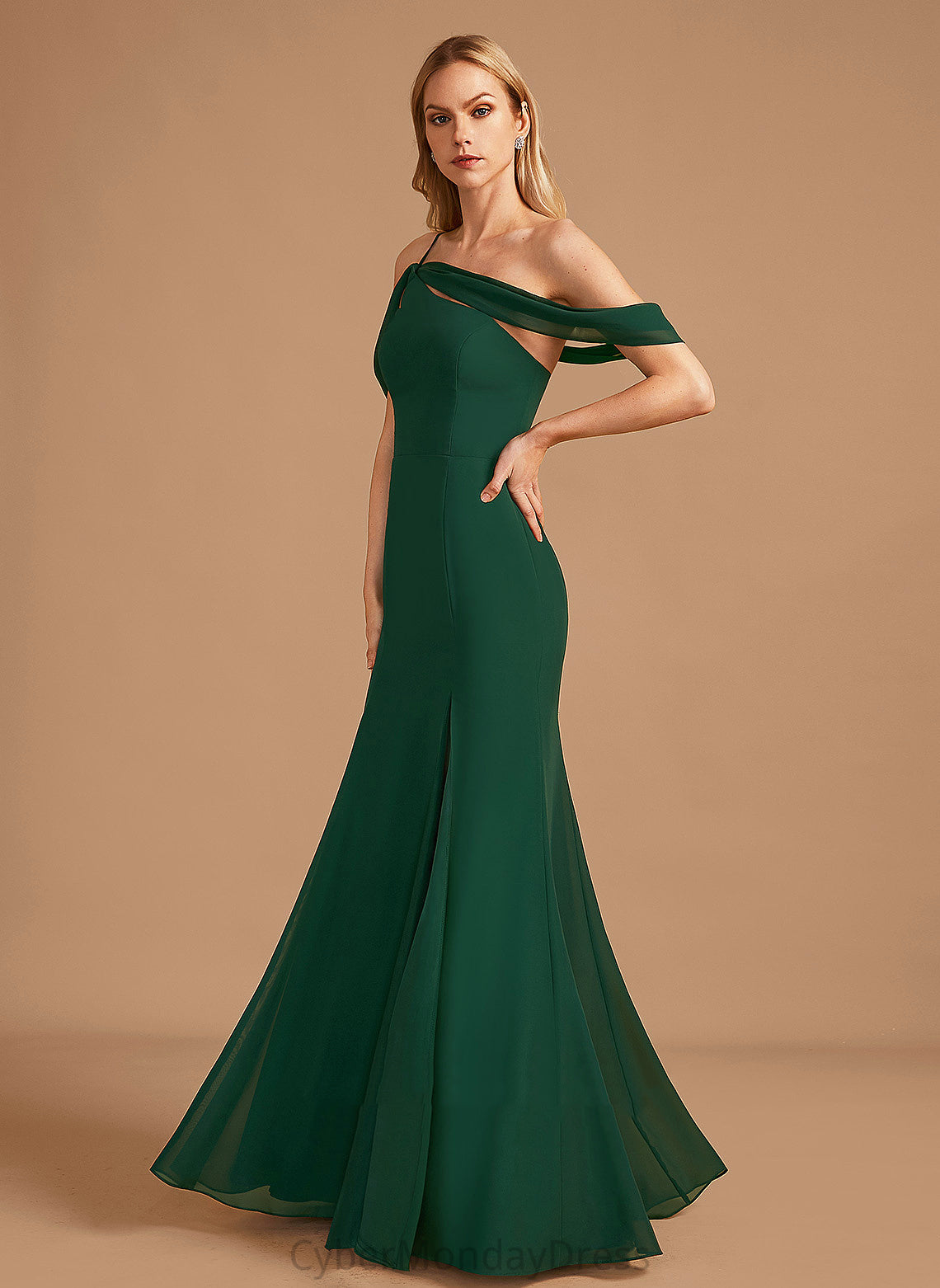 Neckline SplitFront Length Silhouette Embellishment One-Shoulder Fabric Trumpet/Mermaid Floor-Length Tamara A-Line/Princess Floor Length Bridesmaid Dresses