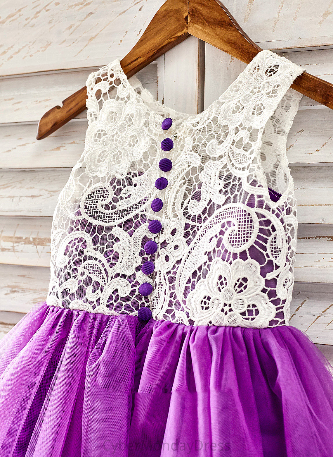 Scoop Neck With Tulle Dress A-Line Tracy Lace Flower Girl Dresses Girl - Knee-length Flower Sleeveless