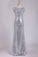 2022 Open Back Bridesmaid Dresses Scoop Sequins Floor Length