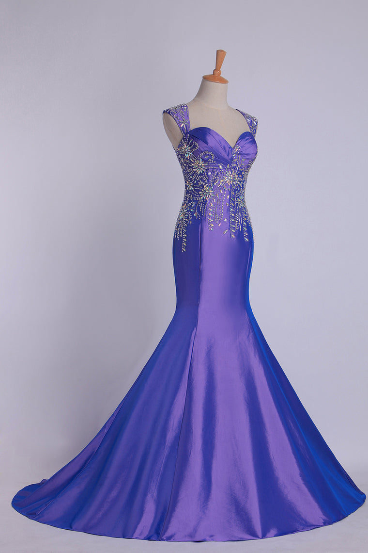 2022 Off The Shoulder Court Train Mermaid Fancy Prom Dress