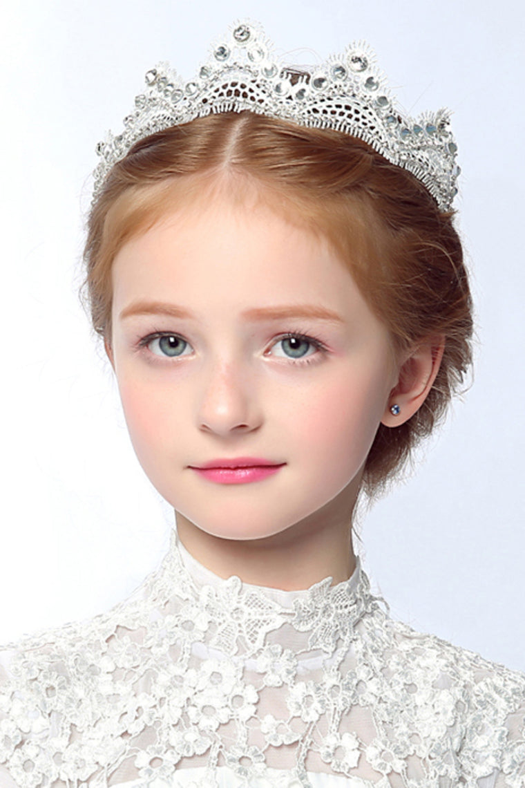 Flower Girl'S Lace Headpiece - Wedding / Special Occasion / Outdoor Tiara With Rhinestones
