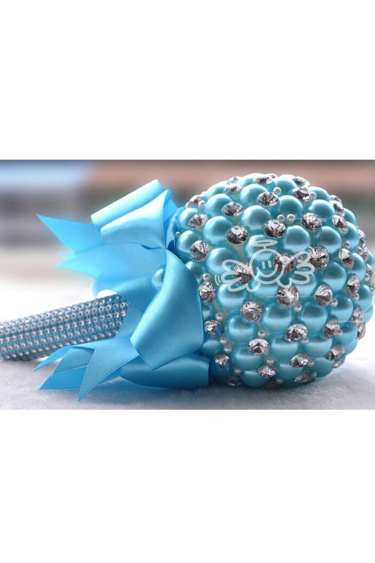 Sweet Round Ribbon/Pearl Bridal Bouquets