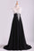 2022 Exceptional Two-Tone V-Neck Prom Dresses A-Line With Ruffles & Applique