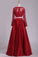 2022 Long Sleeves Two-Piece Bateau Prom Dresses Floor Length Satin
