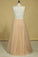 2022 Plus Size Scoop A Line Prom Dresses Tulle & Lace Floor Length