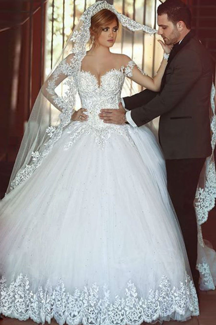2022 Hot Wedding Dresses Sweetheart Ball Gown Tulle With Applique