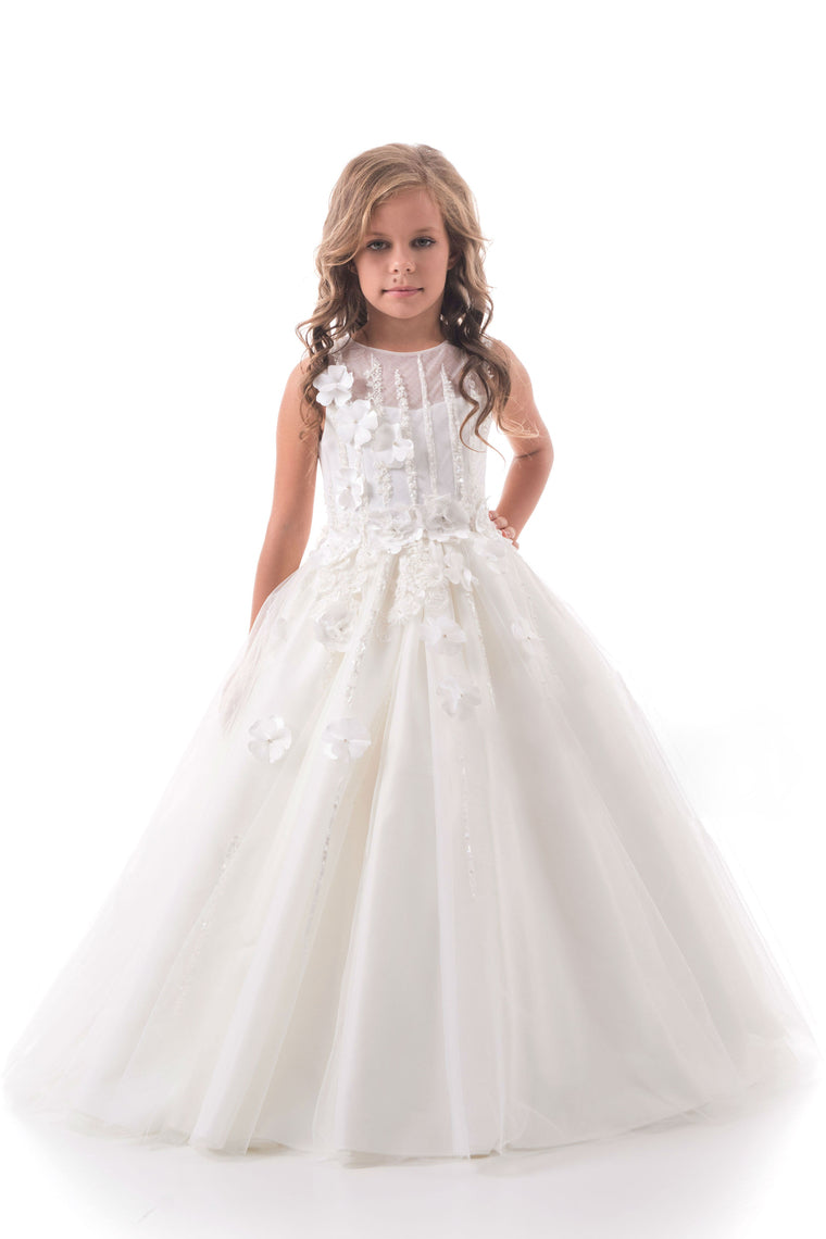 2024 Flower Girl Dresses A Line Scoop Tulle With Beads And Handmade Flowers