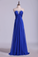 2022 Open Back Prom Dress Sweetheart Dark Royal Blue Chiffon With Applique