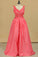 2022 Mother And Daughter Prom Dress V Neck Satin With Handmade Flowers A Line