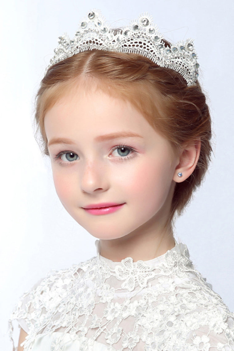 Flower Girl'S Lace Headpiece - Wedding / Special Occasion / Outdoor Tiara With Rhinestones