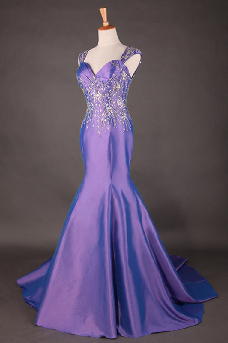 2022 Off The Shoulder Court Train Mermaid Fancy Prom Dress