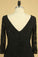 2022 Black Mother Of The Bride Dresses V Neck Chiffon With Beads 3/4 Length Sleeve