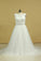 2022 Plus Size  Wedding Dresses A-Line Bateau Court Train V-Back Tulle