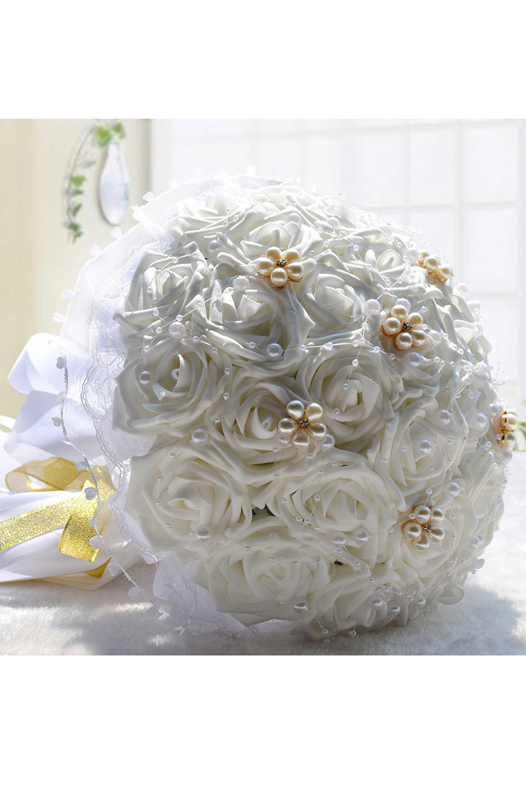 Sweet Round Satin/Silk Bridal Bouquets
