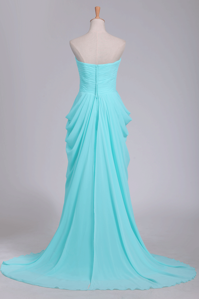 2022 Prom Dresses Sweetheart A Line Chiffon With Beads And Ruffles
