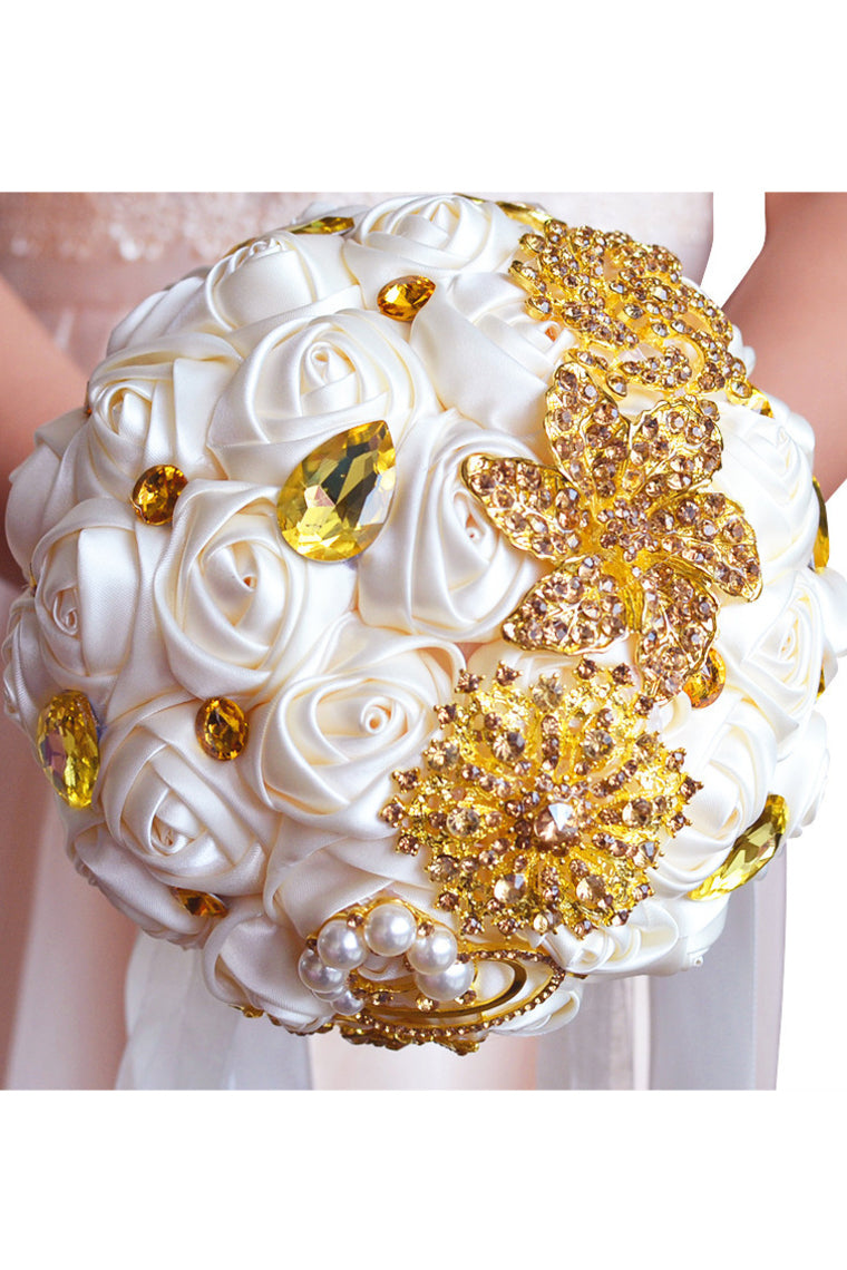 Attractive Round Satin/Rhinestone Bridal Bouquets