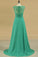 2022 Evening Dresses A Line Scoop Cap Sleeves Chiffon With Applique & Beads