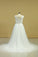 2022 Plus Size  Wedding Dresses A-Line Bateau Court Train V-Back Tulle