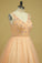 2022 V Neck Beaded Bodice Floor Length Ball Gown Tulle Prom Dresses