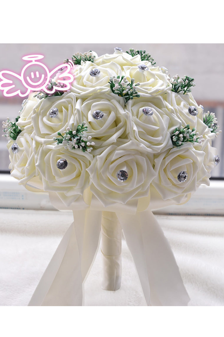 Sweet Round Satin Bridal Bouquets