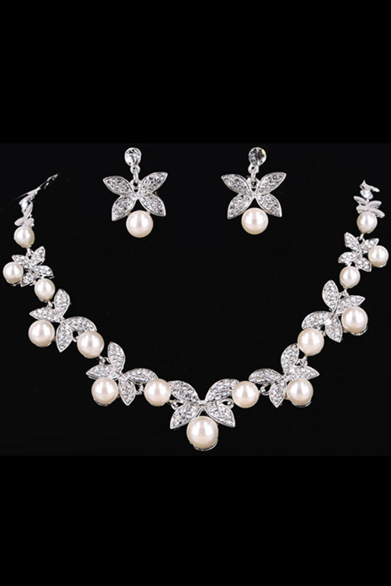 Attractive Alloy/Pearl With Rhinestone Jewelry Sets #D0280A