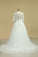 2022 Scoop Mid-Length Sleeves Wedding Dresses A Line Tulle With Applique & Beads