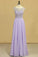 2024 Prom Dresses A-Line Scoop Floor-Length Chiffon Beaded Bodice