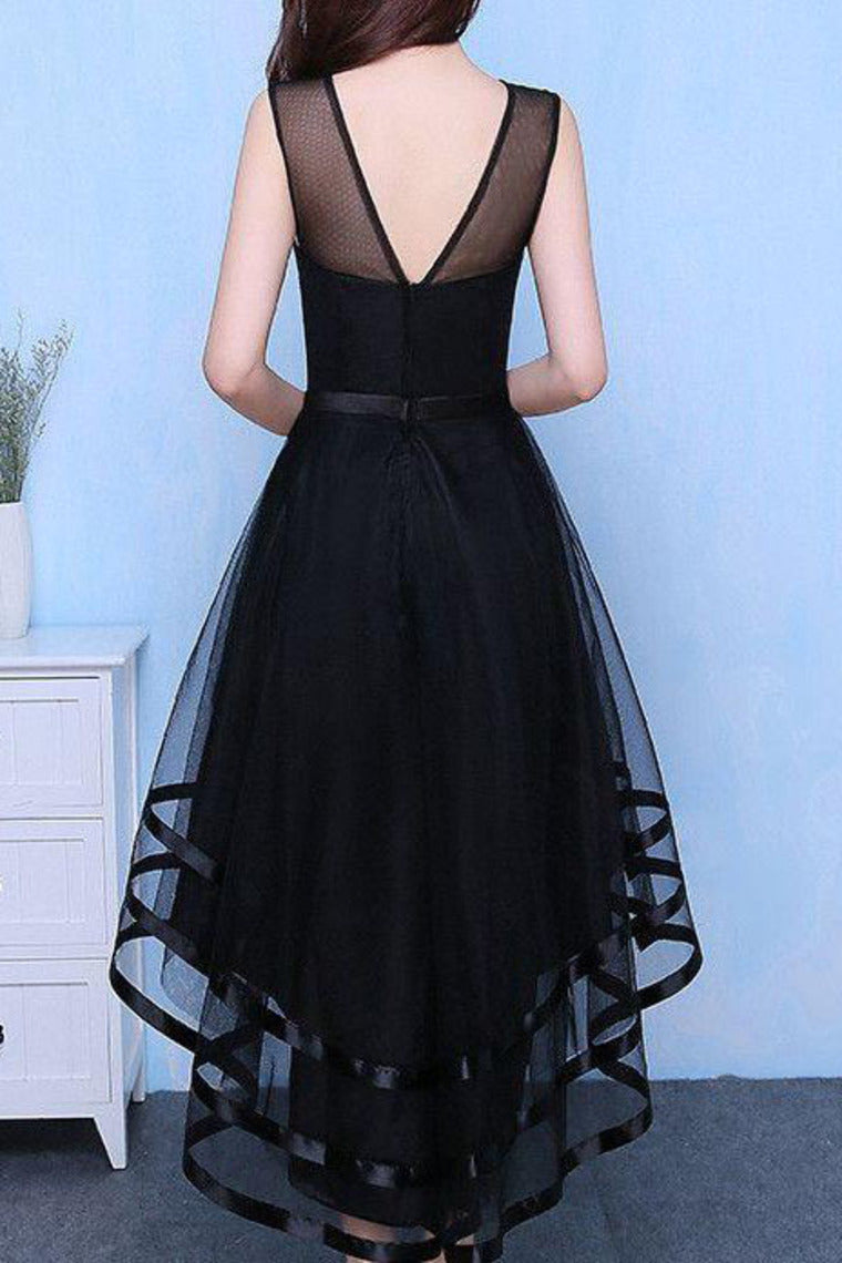 2024 Asymmetrical Scoop Prom Dresses A Line Tulle With Sash