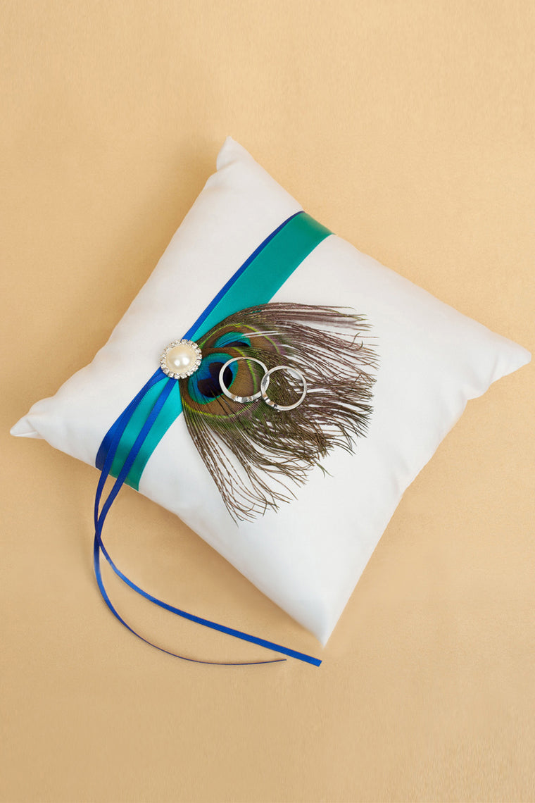 Ring Pillow Satin With Feather