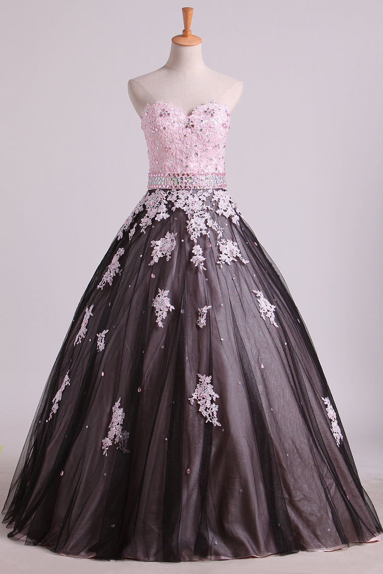 2022 Quinceanera Dresses Sweetheart Tulle With Beading And Applique Floor Length