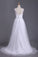 2024 A Line V Neck Open Back Wedding Dresses Tulle With Ruffles And Handmade Flowers