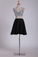 2022 Black Two-Piece Homecoming Dresses Beaded Bodice A-Line Chiffon