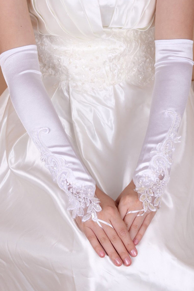 2022 Elastic Satin Opera Length Bridal Gloves #ST0058