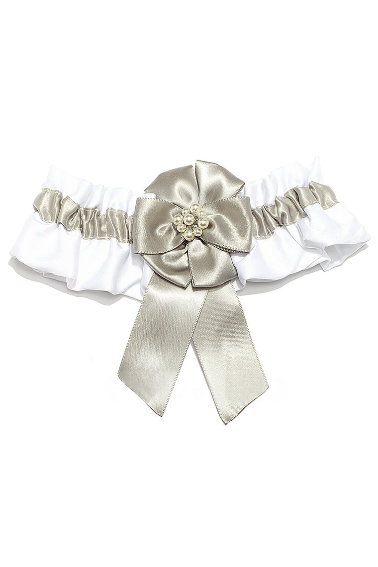 Classic Satin With Pearl Wedding Garters