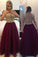 2022 Burgundy/Maroon Prom Dresses Scoop A Line With Sash & Applique