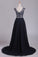 2022 Prom Dresses Scoop Cap Sleeves A Line Chiffon With Beads Sweep Train