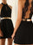 A-Line/Princess Sleeveless Noelle Halter Lace Homecoming Dresses Jersey Short/Mini Dresses