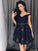 A-Line/Princess Sleeveless Satin Khloe Homecoming Dresses Lace Off-the-Shoulder Beading Short/Mini Dresses