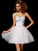 A-Line/Princess Sweetheart Sleeveless Nathaly Beading Short Homecoming Dresses Organza