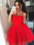 A-Line/Princess Tulle Spaghetti Haley Straps Sleeveless Homecoming Dresses Short/Mini Dresses