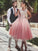 A-Line/Princess V-neck Homecoming Dresses Sleeveless Lace Tea-Length Tulle Hayden Dresses