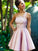 A-Line/Princess Sleeveless One-Shoulder Satin Applique Homecoming Dresses Short/Mini Matilda Dresses
