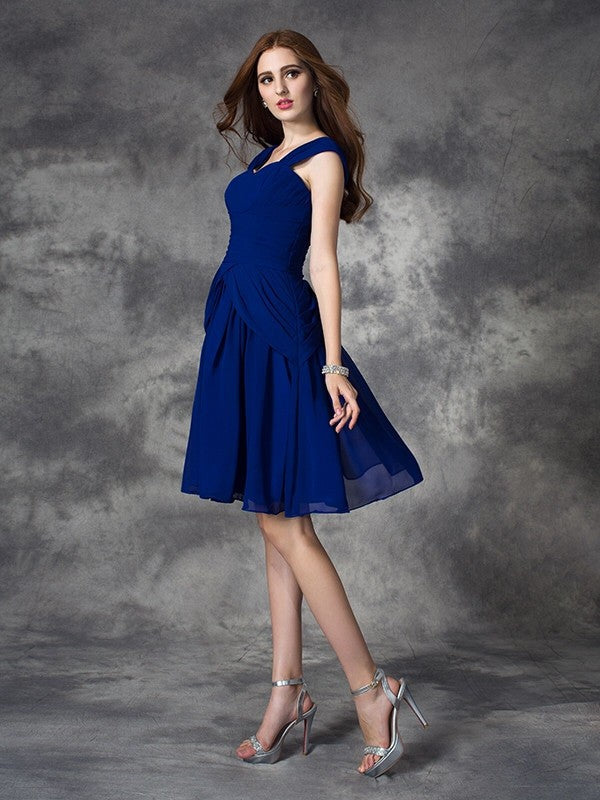 Gwendolyn A-line/Princess Straps Homecoming Dresses Ruffles Sleeveless Short Chiffon Dresses